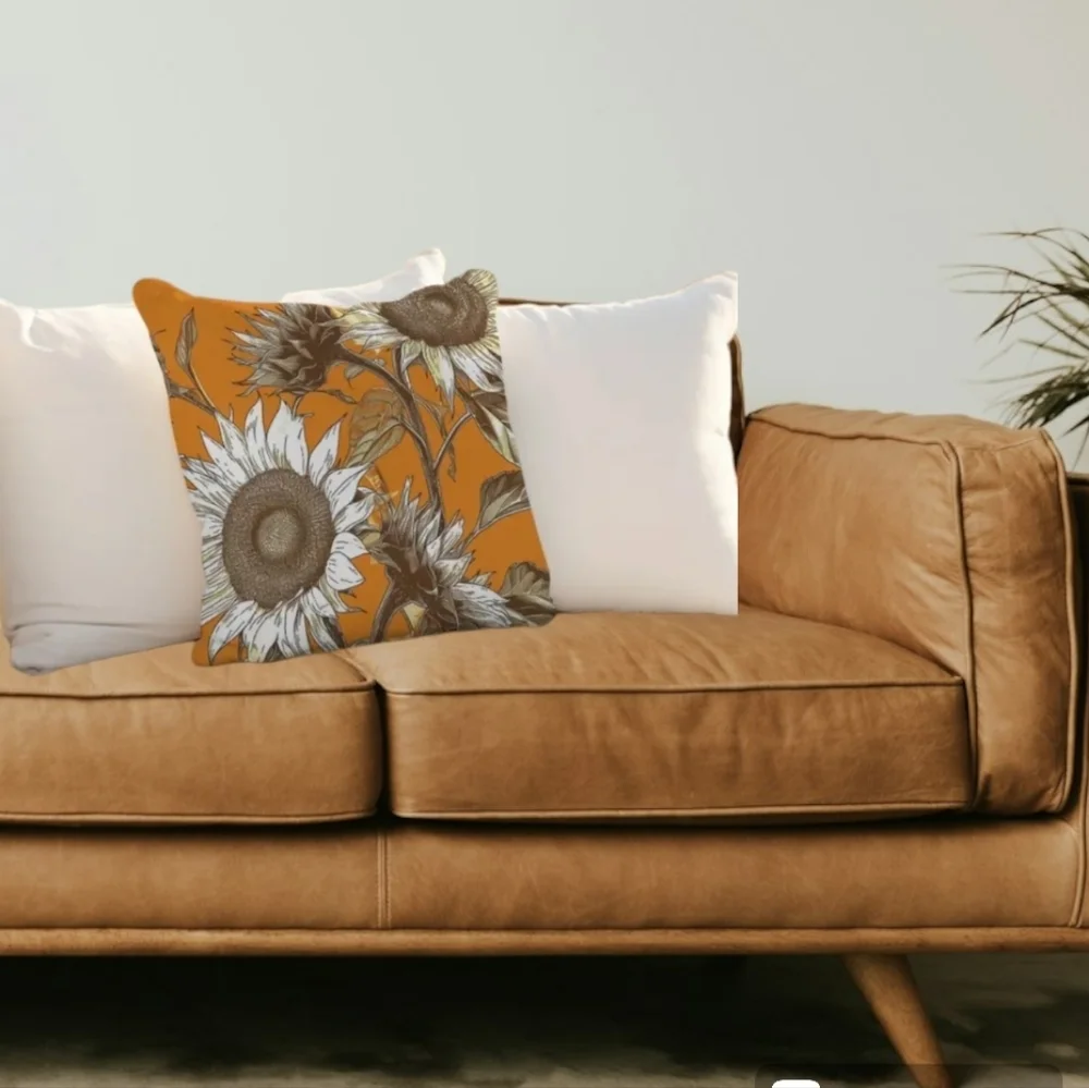 New Home Decor Orange Sun Flowers Cover Pillow